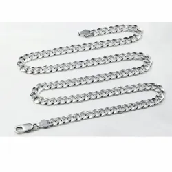 Cadena acero chapado plata 90cm 7mm ancho - Bisujoya