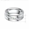 Anillo de compromiso acero cristal 8mm plateado | Bisujoya