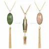 Collar piedras naturales borla 64cm | Bisujoya