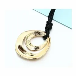 Collar dorado doble círculo 80cm | Bisujoya