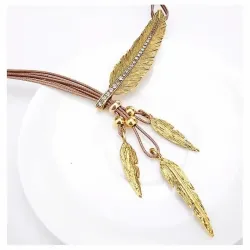 Collar cordón plumas doradas 30gr | Bisujoya