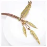 Collar cordón plumas doradas 30gr | Bisujoya