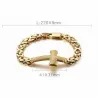 Brazalete hombre acero oro cruz | Bisujoya