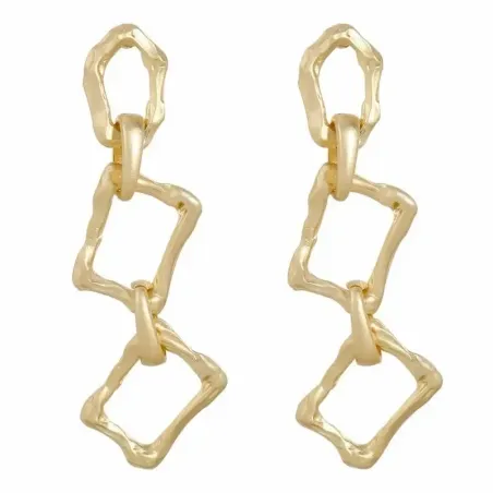 Pendientes geométricos dorados largos. Acero 18k. 5,2gr
