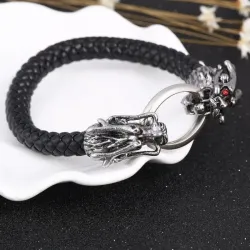 Pulsera piel dragón acero 21,5cm | Bisujoya